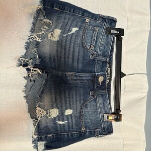 Express Blue Distressed Denim Shorts